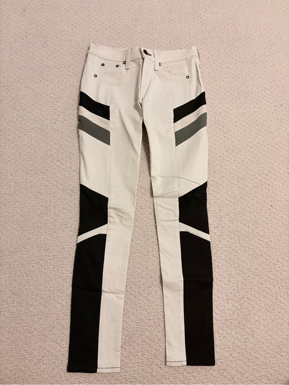 Rag & Bone The Split Colorblock Skinny Jeans Size 25 Black White Made USA